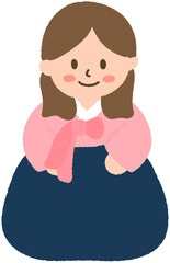 한국 명절용 전통 캐릭터 - 추석, 설날, 새해맞이 한복 입은 귀여운 어린이