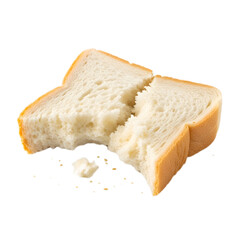 Torn slice of white bread isolated on transparent background