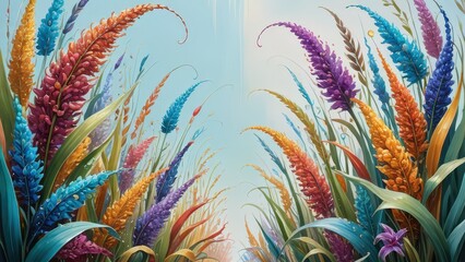 Obraz premium Vibrant colorful flowers path illustration