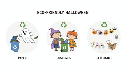 Ecofriendly Halloween recycling guide paper costumes and LED lights for a sustainable celebration