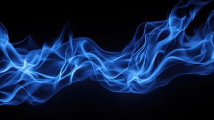 Obraz premium A series of fluid blue waves swirl and flow smoothly against a deep black backdrop creating a mesmerizing visual effect that evokes calm and tranquility through movement.