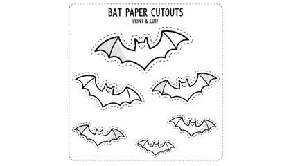 Cute bat paper cutouts for kids craft activities Print  cut for Halloween fun or education