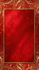 Red and Golden frame with festive theme design for durga puja greetings with copy space for text, template for social media, digital ads, web banner, mobile wallpaper, greeting card