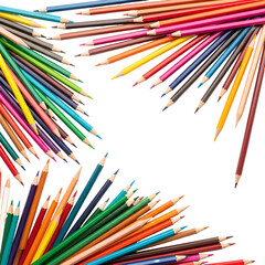 Fototapeta premium Colorful Pencils Arranged in a Frame on Black Background