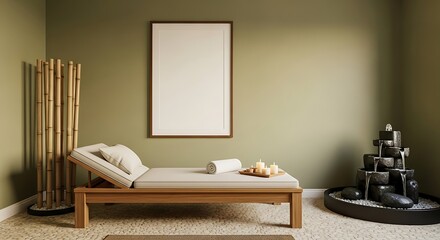 Serene interior design featuring a daybed and traditional artwork for relaxing spaces