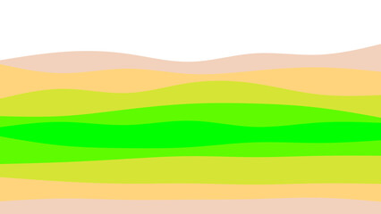 Obraz premium Abstract wavy layered pattern featuring shades of green, yellow, and beige, suggesting rolling hills or a serene landscape. Perfect for design backgrounds.