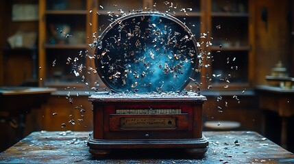 Antique radio exploding glass top