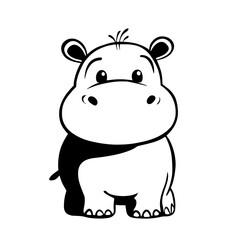 Fototapeta premium Hippopotamus. Hippopotamus simple black and white line art vector logo