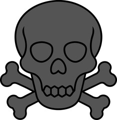 Skull and Crossbones Symbol Illustration in Gray on White Background danger warning