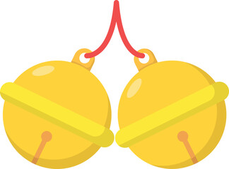 Round Gold Bell Flat Illustration. Clean Icon Design Element on Isolated White Background