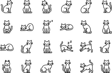 Cat Icon Vector Cute Kitty Silhouette & Pet Animal Symbol