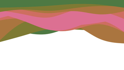 Abstract wavy layers in shades of green, brown, and pink create a modern backdrop with ample white copy space for design projects and presentations.