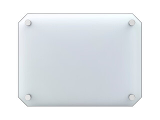 Front view of transparent glass signboard on transparent background