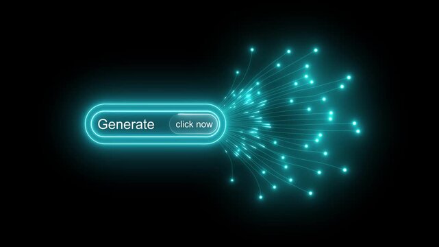 The prompt and generate buttons symbolize the process of artificial intelligence creating and producing new content and ideas, Motion graphics of AI concept.