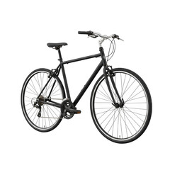 Obraz premium Black urban commuter bicycle with thin tires and lightweight frame isolated on transparent background