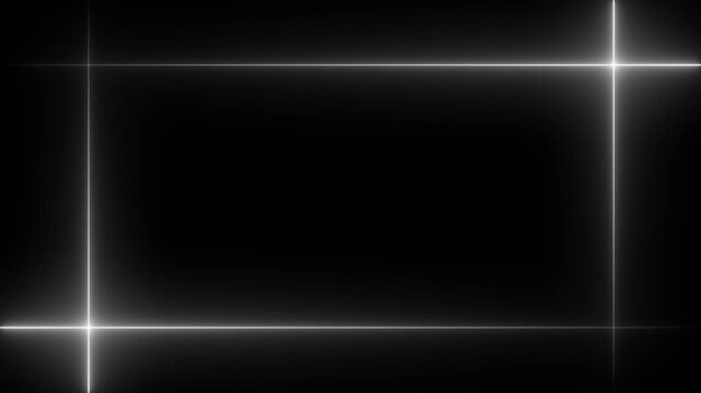 Neon line glowing rectangle frame on black background. Glowing blue neon frame background animation rectangle shape. Motion graphics of neon rectangle frame concept. 4k