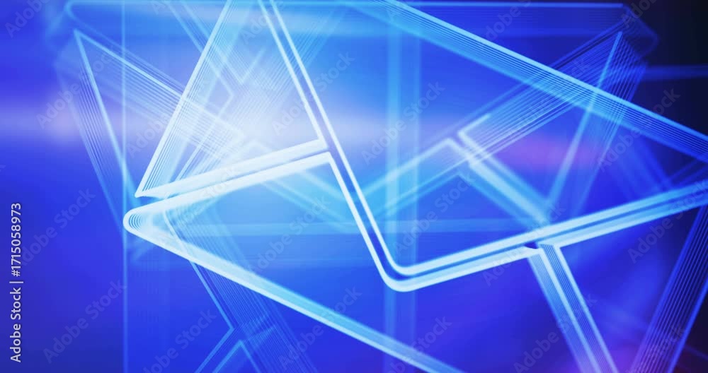 Wall mural envelope email and mail message symbol rotating on lights loopable background. cyber technology abst