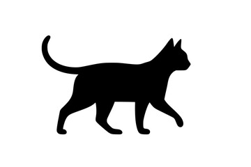 Obraz premium Isolated Black Cat Silhouette Walking in Profile 