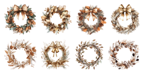 PNG Elegant autumn wreath collection, element set on transparent background