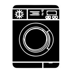Front load washing machine vector icon illustration for household laundry trannsparent background