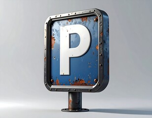 Rusted parking sign on a stand