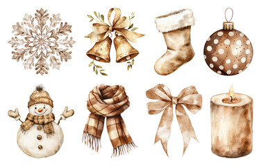 PNG Rustic holiday decorations collection, element set on transparent background