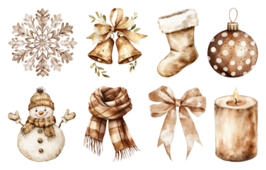 PNG Rustic holiday decorations collection, element set on transparent background