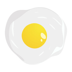 Isolated vector illustration of a fried egg with a perfectly yellow yolk on a white background transparent