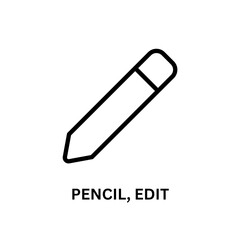 Black line drawing presents a pencil icon. Perfect for educational content, presentations, and creative projects.