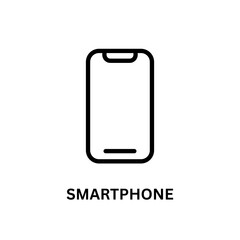 Black outline shows a minimal smartphone icon, for interface design, tech branding.