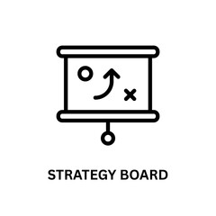 Black strategy board graphic shows business plan. Use for presentations, icons, or digital marketing.