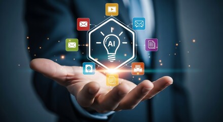 Unlock revolutionary AI insights with glowing digital icons symbolizing innovation and connectivity for your business