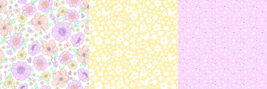 Romantic sweet floral print for cotton textitles dresses and wallpapers