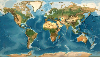 World map, geological detail