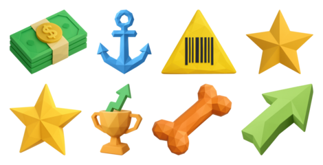 PNG Colorful geometric icons collection, element set on transparent background