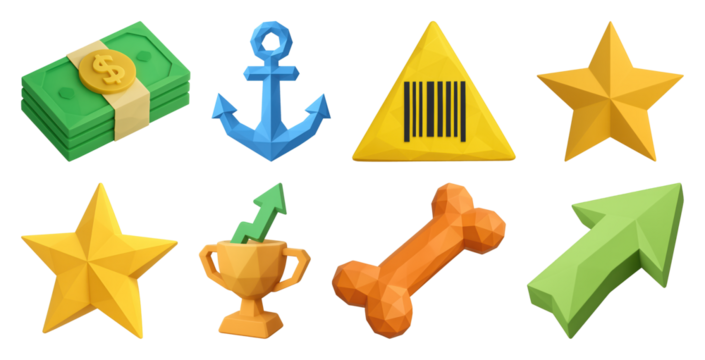 PNG Colorful geometric icons collection, element set on transparent background