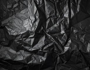 Intricate Crinkled Black Wrapping Sheet Texture