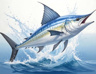 Powerful leaping marlin