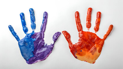 colorful hand print isolated on white background