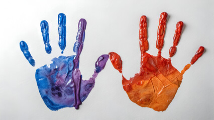 colorful hand print isolated on white background
