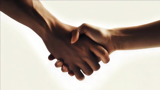 Hands of two people shaking hands in front of a blurred background, symbolizing camaraderie and mutual respect.