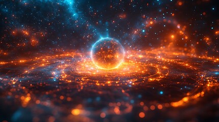 Abstract cosmic sphere in space