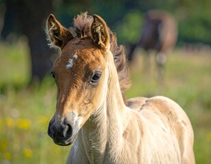 Obraz premium Fawn Foal in a Field of Lush Green