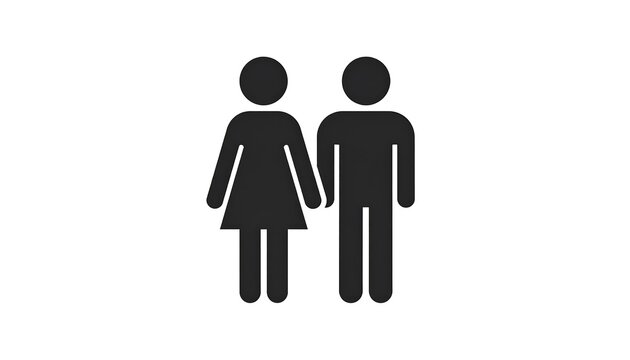 Simple black silhouette of a couple holding hands - Powered by Adobe
