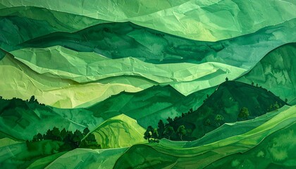 Layered Emerald Landscape A Vibrant Green Hillscape
