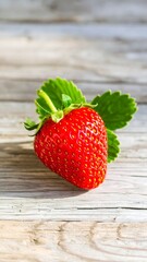 Fresh strawberry on a wooden surface