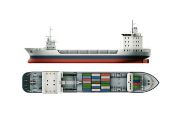 Cargo ship and container ship views isolated on white... isolated on a transparent background 2