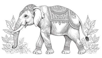 Elegant elephant design with intricate ornate details