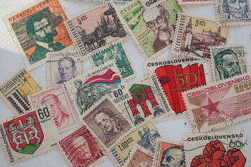 Vintage Czechoslovakian Postage Stamps