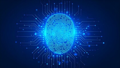 Digital Fingerprint Biometric Security Technology Background.